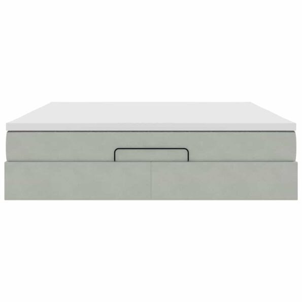 vidaXL Osmanská posteľ s matracom Svetlosivá 160x200cm Zamat – Obrázok 5