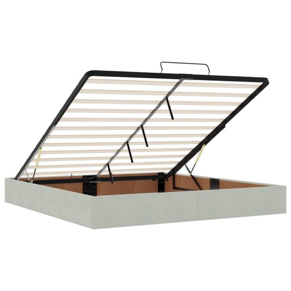 vidaXL Osmanská posteľ s matracom Svetlosivá 160x200cm Zamat – Obrázok 9