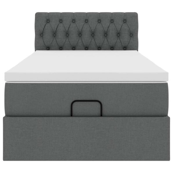 vidaXL Osmanský rám postele s matracom tmavosivá 90x200 cm látka – Obrázok 5