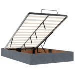 vidaXL Osmanská posteľ s matracom Tmavosivá 120x200 cm Zamat – Obrázok 10