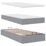 vidaXL Osmanská posteľ s matracom svetlosivá 100x200 cm látka – Obrázok 7