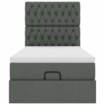 vidaXL Osmanský rám postele s matracom tmavosivá 90x200 cm látka – Obrázok 5