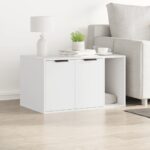 vidaXL Uzavretý box na stelivo, biely 80x50x45 cm, kompozitné drevo – Obrázok 3