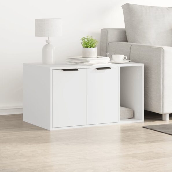 vidaXL Uzavretý box na stelivo, biely 80x50x45 cm, kompozitné drevo – Obrázok 3