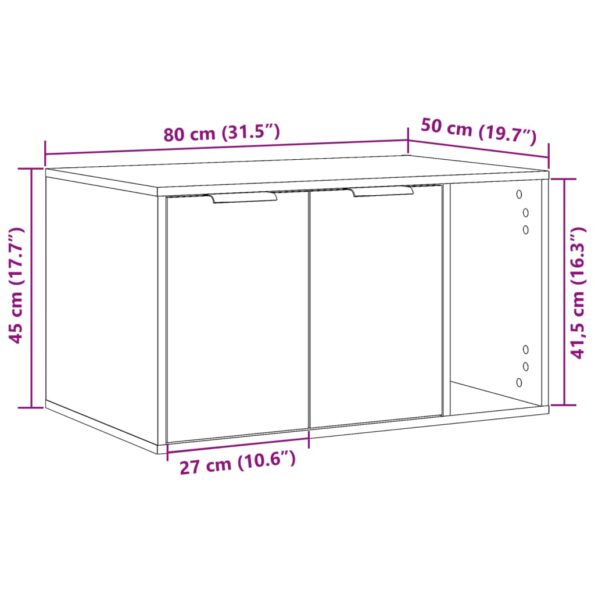 vidaXL Uzavretý box na stelivo, biely 80x50x45 cm, kompozitné drevo – Obrázok 11