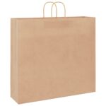 vidaXL Papierové tašky 250 ks s rúčkami, hnedá, 54x15x49 cm – Obrázok 3