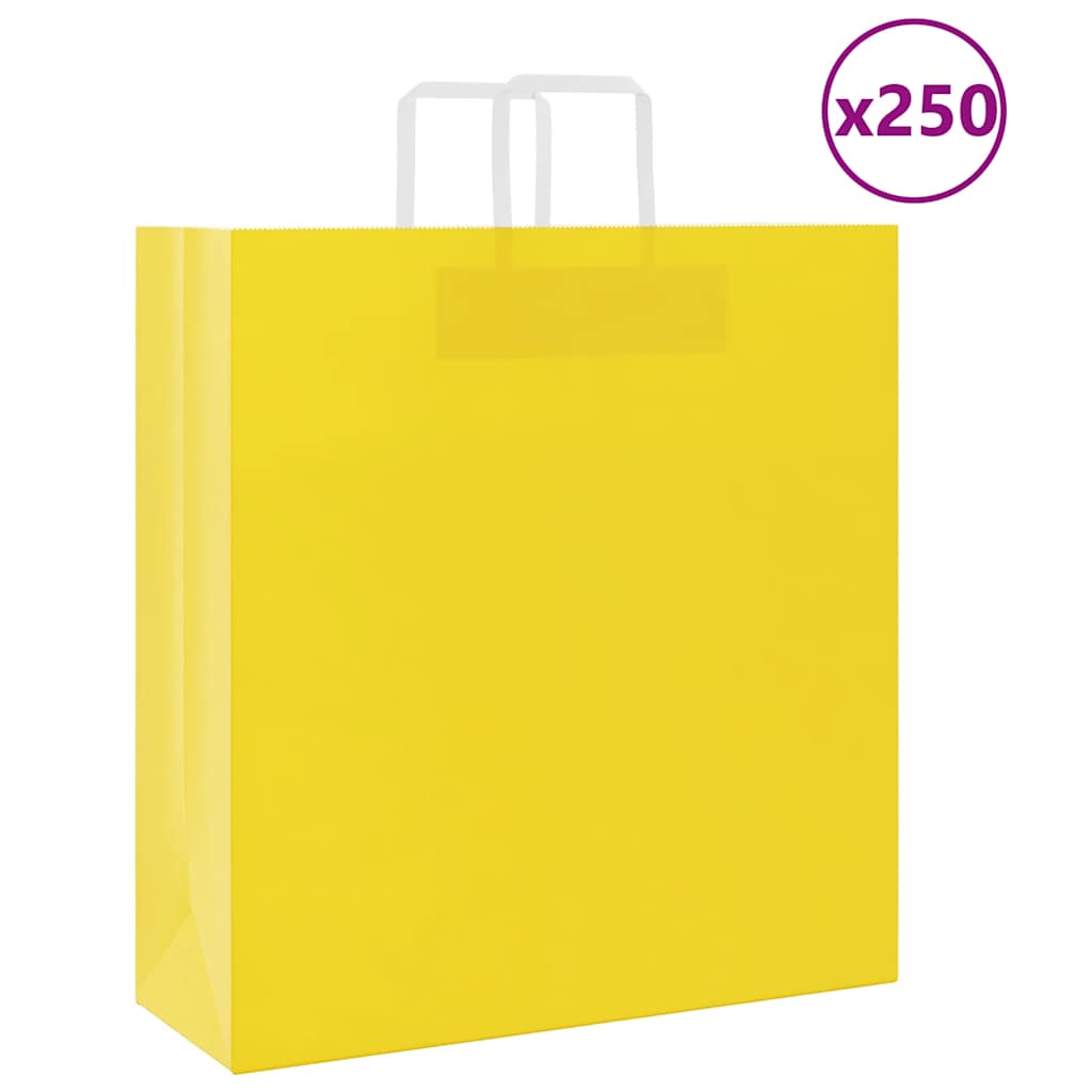 VXL8721158519610_a_en_hd_1.jpg vidaXL Papierové tašky 250 ks s rúčkami, žlté, 45x17x48 cm – Obrázok 1