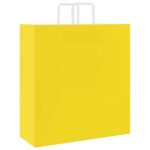 vidaXL Papierové tašky 250 ks s rúčkami, žlté, 45x17x48 cm – Obrázok 7