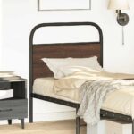 vidaXL Čelo postele hnedý dub 75 cm oceľ a kompozitné drevo – Obrázok 2