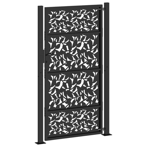 VXL8721158572394_g_en_hd_4.jpg vidaXL Záhradná brána Čierna 105x180 cm Dizajn s oceľovými listami – Obrázok 6