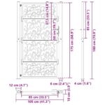 vidaXL Záhradná brána Čierna 105x180 cm Dizajn s oceľovými listami – Obrázok 9