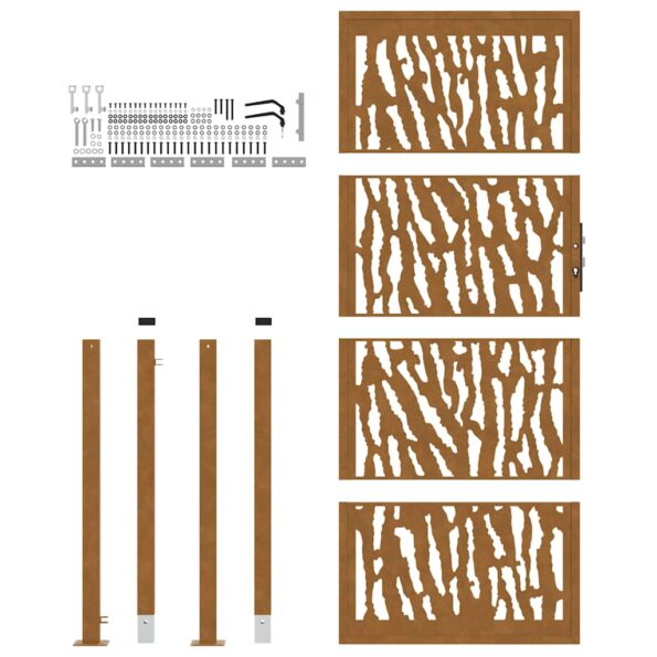vidaXL Záhradná brána Oceľový dizajn odolnývoči poveternostným vplyvom – Obrázok 5