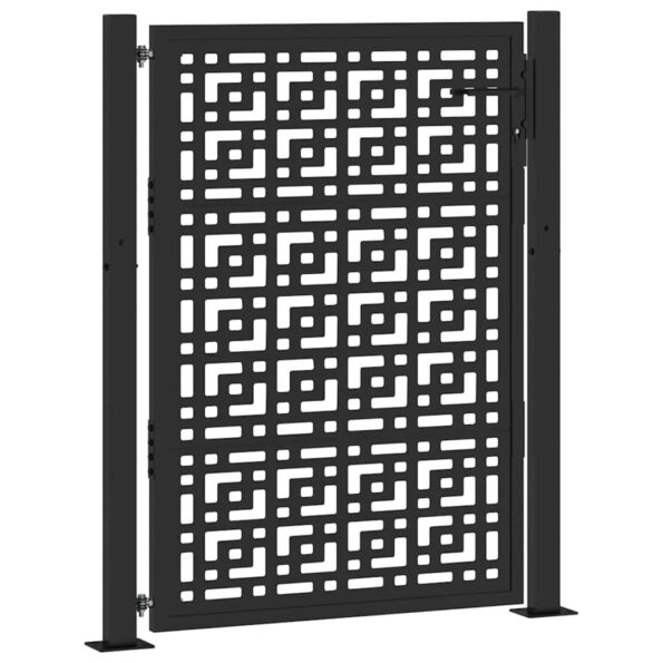 vidaXL Garden Gate Black 105x130 cm Oceľový kríž Design – Obrázok 2