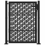 vidaXL Garden Gate Black 105x130 cm Oceľový kríž Design – Obrázok 3