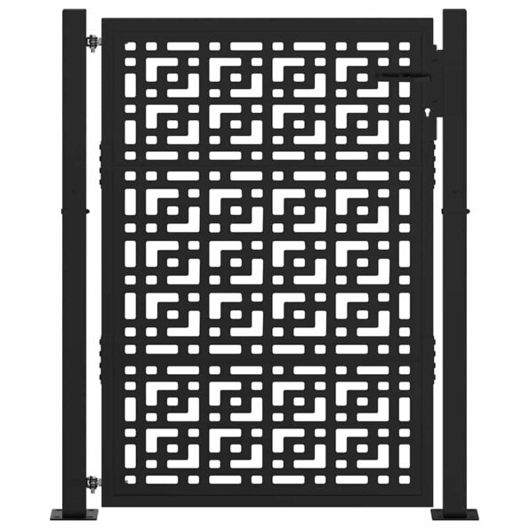 vidaXL Garden Gate Black 105x130 cm Oceľový kríž Design – Obrázok 3