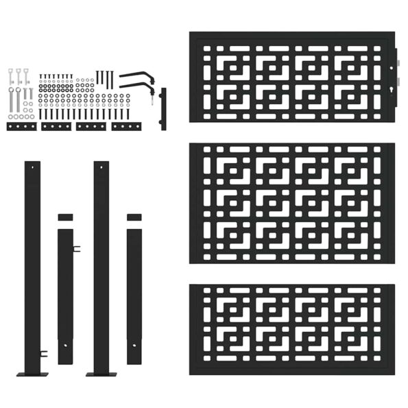 vidaXL Garden Gate Black 105x130 cm Oceľový kríž Design – Obrázok 4