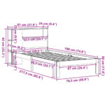 vidaXL Posteľ s knižnicou bez matraca biela 75x190 cm borovicový masív – Obrázok 11