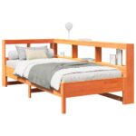 vidaXL Posteľ s knižnicou bez matraca vosková 75x190 cm borovica – Obrázok 3