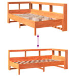 vidaXL Posteľ s knižnicou bez matraca vosková 75x190 cm borovica – Obrázok 10