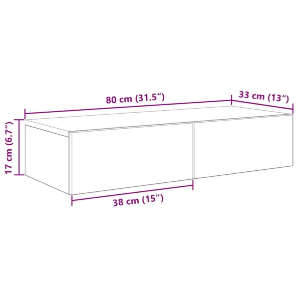vidaXL Nástenná polica so zásuvkami čierna 80x33x17cm kompozitné drevo – Obrázok 11