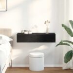 vidaXL Nástenná polica so zásuvkami čierna 80x33x17cm kompozitné drevo