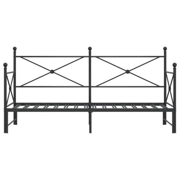 vidaXL Váľanda s kolieskom bez matraca Čierna 90x200 cm Oceľ – Obrázok 6