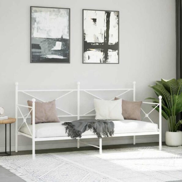 VXL8721158660565_g_en_hd_1.jpg VidaXL Denná posteľ bez matraca Biela 90x200 cm Oceľ – Obrázok 3