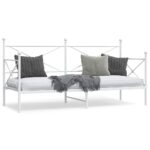 VidaXL Denná posteľ bez matraca Biela 90x200 cm Oceľ
