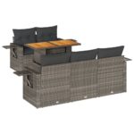 vidaXL 6-dielna záhradná sedacia súprava s podložkami polyratan sivá – Obrázok 2