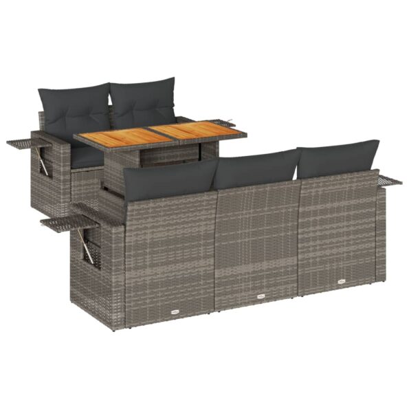 vidaXL 6-dielna záhradná sedacia súprava s podložkami polyratan sivá – Obrázok 2