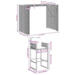 vidaXL 5-dielna záhradná barová súprava s vankúšmi sivá polyratanová – Obrázok 8