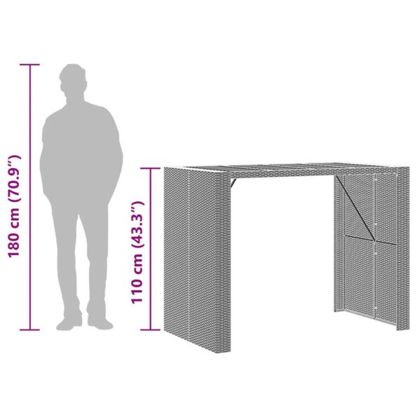 vidaXL 5-dielna záhradná barová súprava s vankúšmi sivá polyratanová – Obrázok 9