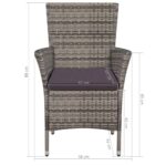 vidaXL 7-dielna záhradná jedálenská súprava s vankúšmi polyratanová sivá – Obrázok 7