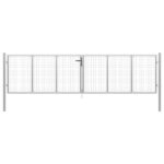 vidaXL Záhradná brána, pozinkovaná oceľ 415x175 cm, strieborná