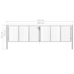 vidaXL Záhradná brána, pozinkovaná oceľ 415x175 cm, strieborná – Obrázok 5