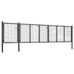 vidaXL Záhradná brána, oceľ 500x75 cm, antracitová – Obrázok 2