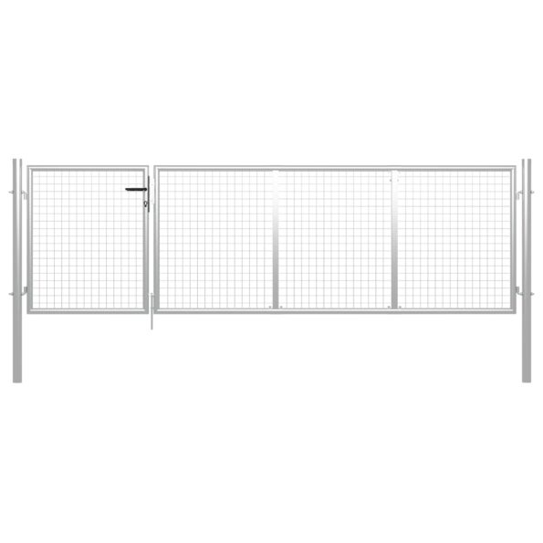 VXL8718475736202_a_en_hd_1.jpg vidaXL Záhradná brána, oceľ 350x75 cm, strieborná – Obrázok 1