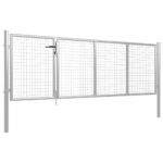vidaXL Záhradná brána, oceľ 350x75 cm, strieborná – Obrázok 2