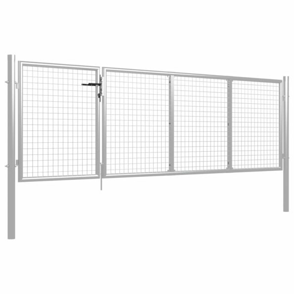 VXL8718475736202_g_en_hd_1.jpg vidaXL Záhradná brána, oceľ 350x75 cm, strieborná – Obrázok 2