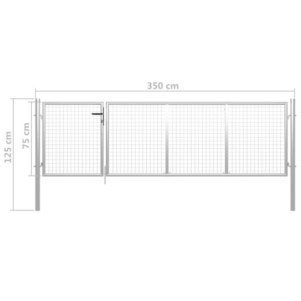 VXL8718475736202_g_en_hd_4.jpg vidaXL Záhradná brána, oceľ 350x75 cm, strieborná – Obrázok 5