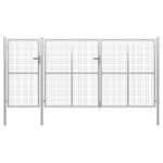 vidaXL Záhradná brána, oceľ 400x150 cm, strieborná