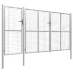 vidaXL Záhradná brána, oceľ 400x150 cm, strieborná – Obrázok 2