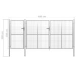 vidaXL Záhradná brána, oceľ 400x150 cm, strieborná – Obrázok 5