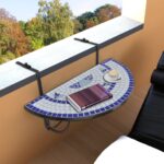 vidaXL Závesný stolík na balkón, modro biely, mozaikový – Obrázok 3