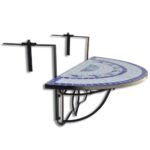 vidaXL Závesný stolík na balkón, modro biely, mozaikový – Obrázok 4