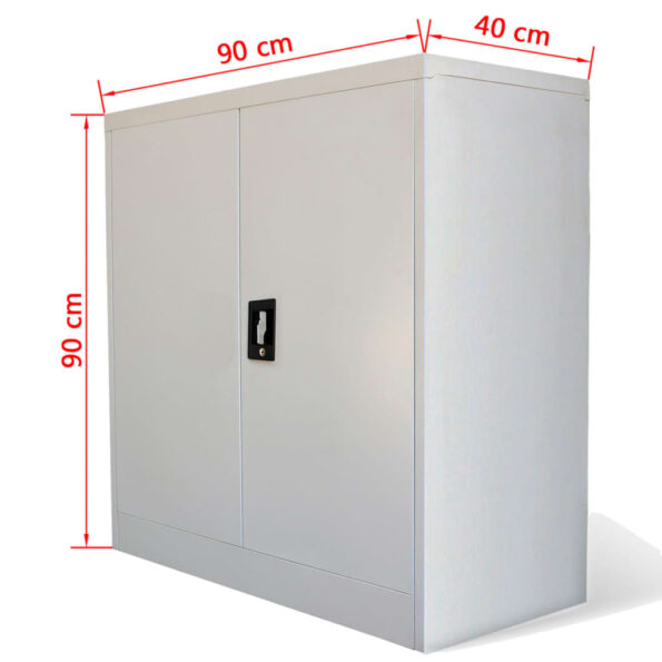 vidaXL Kancelárska skriňa s 2 dverami, sivá 90 cm, oceľ – Obrázok 9