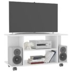 vidaXL TV skrinka s kolieskami biela 80x40x40 cm drevotrieska – Obrázok 3