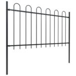 vidaXL Záhradný plot s oblúkovým zakončením, oceľ 10,2x1 m, čierny – Obrázok 2
