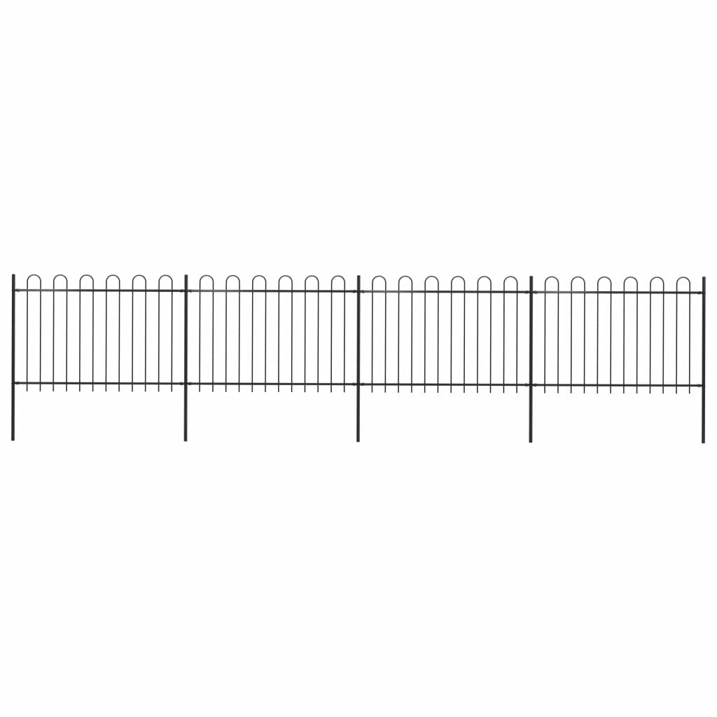 VXL8719883710891_a_en_hd_1.jpg vidaXL Záhradný plot s oblúkom navrchu, oceľový 714,5x120 cm, čierny – Obrázok 1