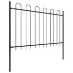 vidaXL Záhradný plot s oblúkom navrchu, oceľový 714,5x120 cm, čierny – Obrázok 2